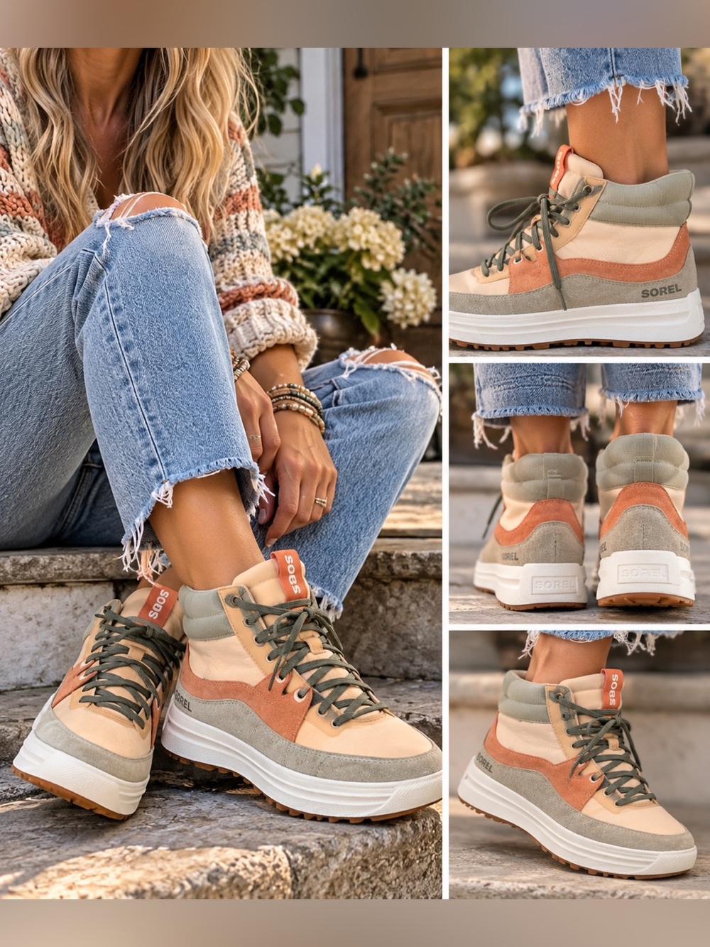 SOREL ONA 503 Mid Sneakers Women’s 8.5 Nova Sand Paradox Pink